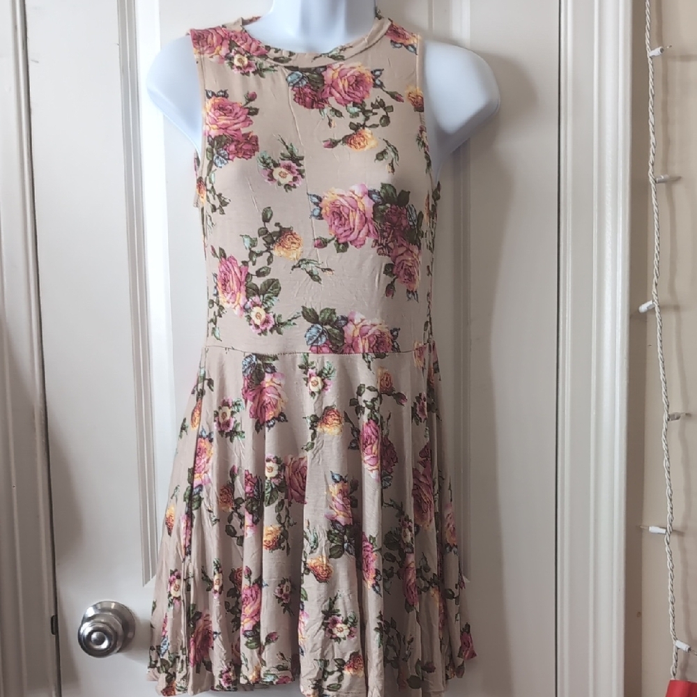 BLVD Floral Sleeveless Mini Dress - Pink and Cream